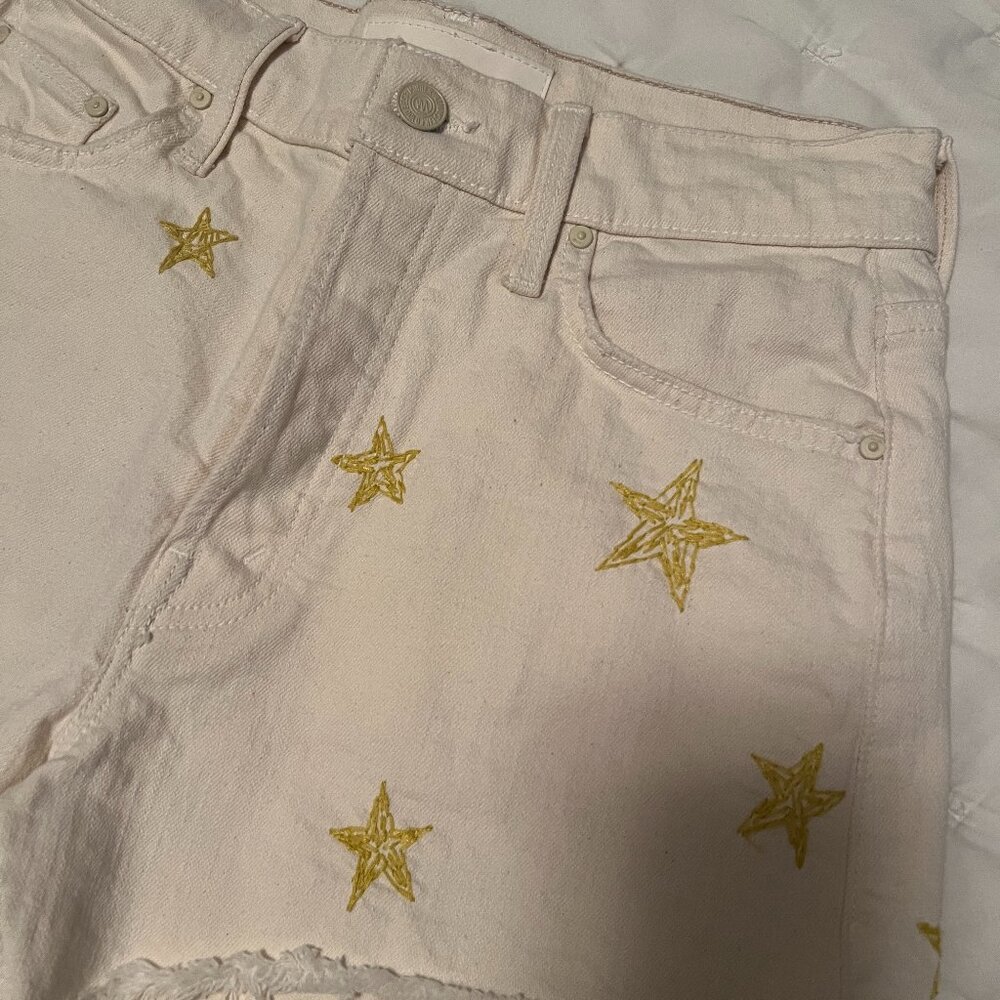 Mother The Tomcat Kick Fray Denim Stars Shorts